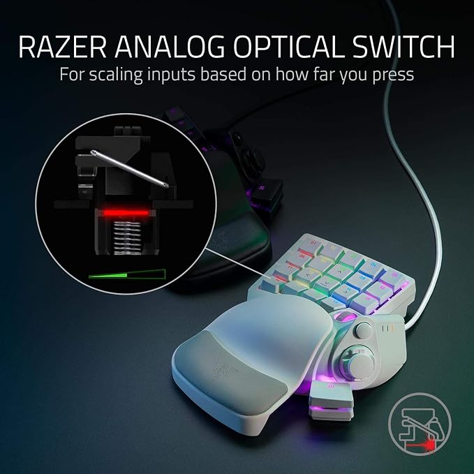 Razer Tartarus Pro Gaming Keypad: Analog-Optical Key Switches - Rapid Trigger - Adjustable Actuation - 32 Programmable Keys - Customizable Macros - Chroma RGB Lighting - Mercury White | Rapid Trigger, Adjustable Actuation, 32 Programmable Keys, Customi... - Image 2
