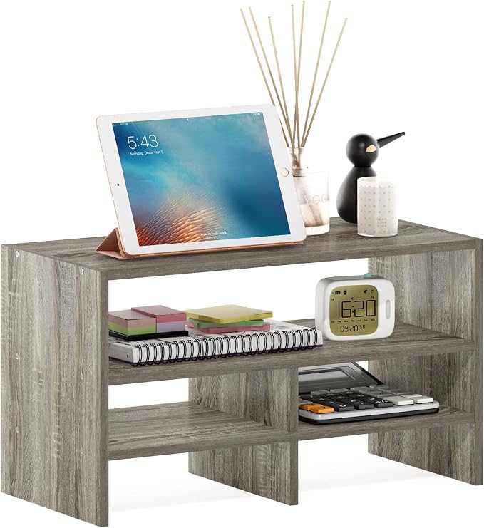 Furinno Hermite Desk Top Organizing Shelf Bookcase, French Oak by Furinno-FitsYourSpaceFitsYourBudget