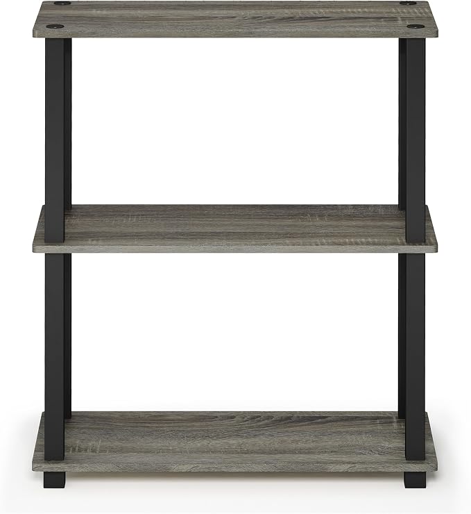 Furinno TURN-S-TUBE Storage Shelves Set of 2, 3-Tier Book Shelf, Corner Shelf, Toolless Open Shelves, Square Tubes, for Organization and Storage, Living Room, Garage, Home Office, French Oak - Image 6