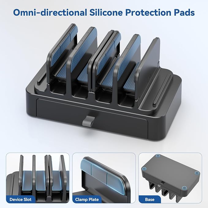 KDD Vertical Laptop Stand with Drawer - 7-in-1 Space-Saving Laptop Holder with Gravity Locking Fits MacBook, Dell, HP, Chromebook, Surface Pro, Tablet, Cell Phone, Switch, Keyboard Desktop Organizer - Image 6