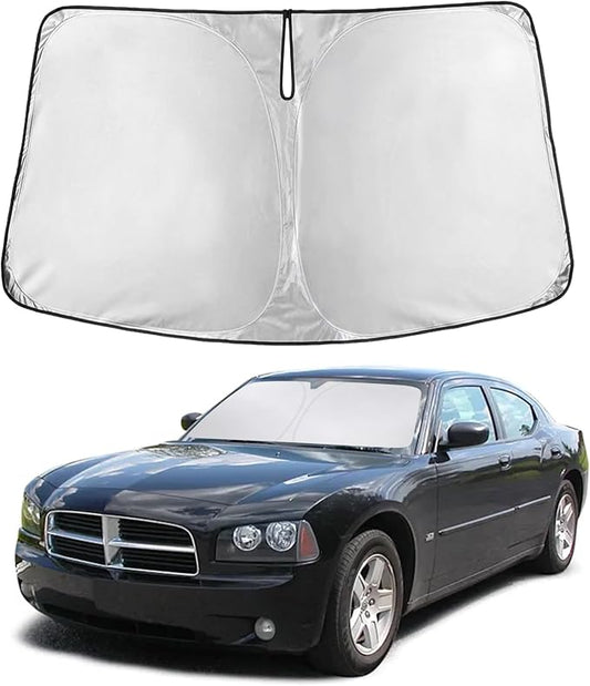 EcoNour Windshield Sunshade Compatible for Dodge Charger 2006-2008 2009 2010, Sun Visor for Front Windshield & Window Sun Shade Cover, UV Heat Blocker & Protector, Car Accessories by EcoNour