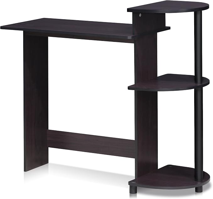 Furinno Compact 29-Inch Brown Computer Desk, Office Desk with 3 Side Shelves, Rectangular Home Office Desk, Gaming Desk for Home Office, Bedroom, Study Room, Dark Mocha - Image 5