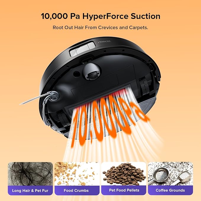 roborock Q10 S5+ Robot Vacuum and Mop, 10,000Pa Suction | Upgraded from Q8 max+, 70-Day Self-Emptying, Obstacle Avoidance, Sonic Mopping, Dual Anti-Tangle Design, Auto Mop Lift, Black - Image 4