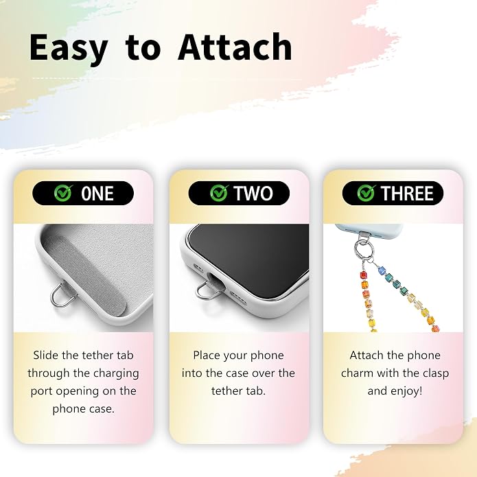 Phone Charm with Beaded Crystals, Anti-Theft Phone Strap, Hands-Free & Detachable Cellphone Lanyard, Cellphone Chain Wristlet with Tether Tab - Image 4