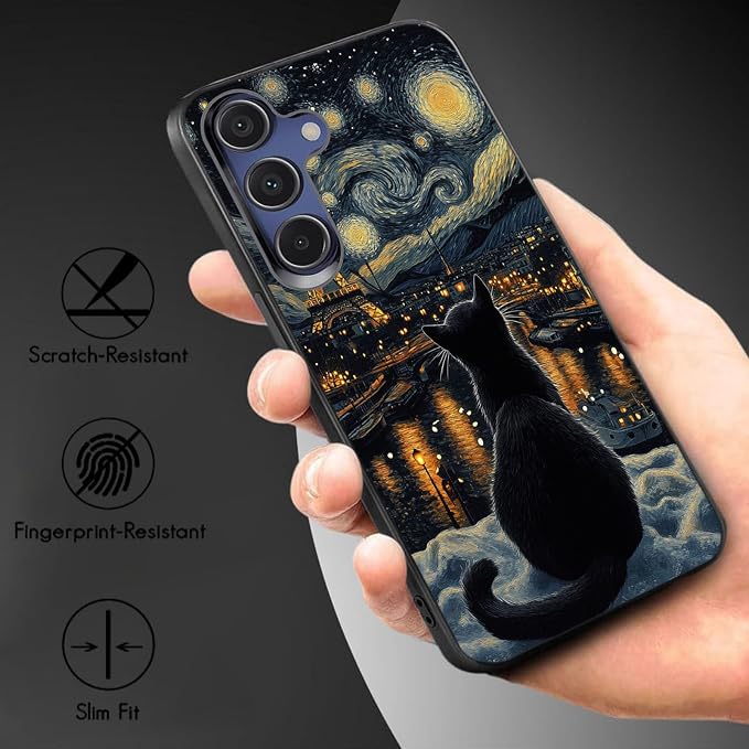 Designed for Galaxy A17 5G Phone Case,Slim Silicone Shockproof Protective Case for Galaxy A17 5G 6.7 inch,Eiffel Tower with Cat Scene - Image 3