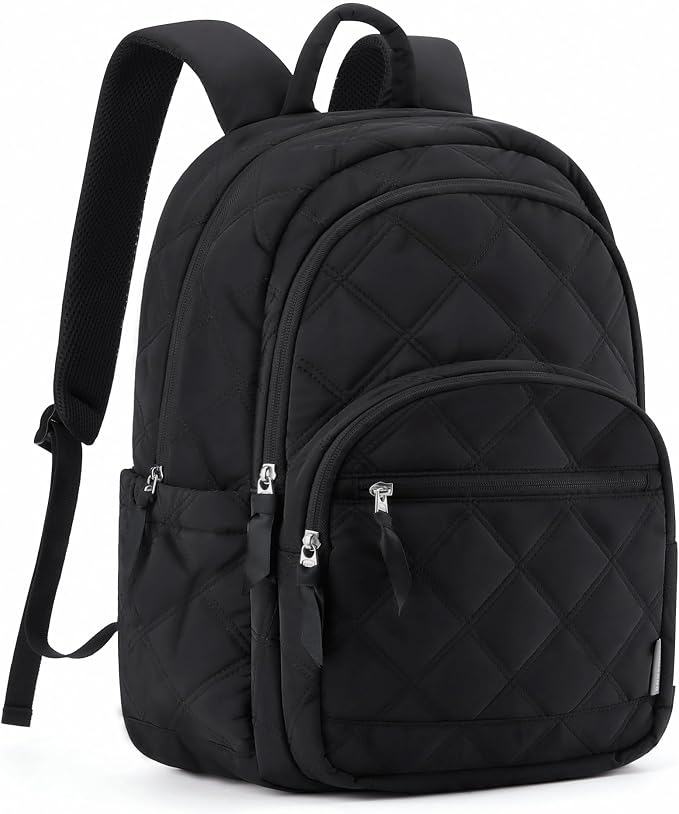 BAGSMART College Laptop Backpack,Cute Travel Backpack for Women,Quilted Computer Bookbag by BAGSMART