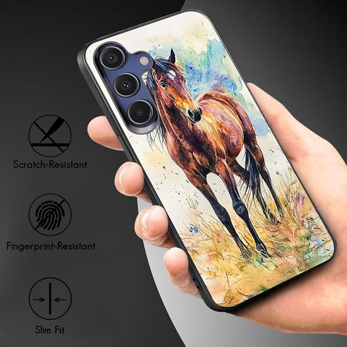 Designed for Galaxy S25 Plus Phone Case,Slim Silicone Shockproof Protective Case for Galaxy S25 Plus 6.7 inch,Watercolor Horse - Image 3