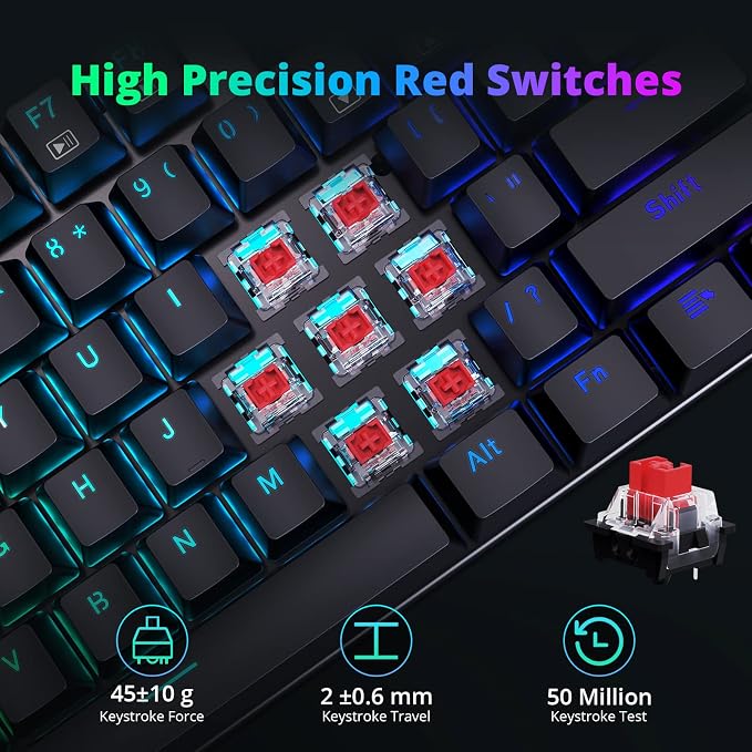 Redragon Mechanical Gaming Keyboard with Red Switches, Wired Keyboard Mechanical with RGB Backlit, Fully Progammable, Durable Aluminum Frame, Anti-Ghosting for PC Windows Mac, K565, Black - Image 2