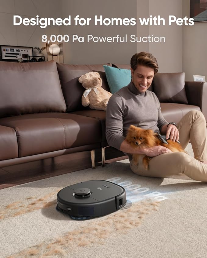 eufy X10 Pro Omni Robot Vacuum and Mop Combo,Dual Mops with 12 mm Auto-Lift | 8,000 Pa Suction, Carpet Detection, AI Obstacle Avoidance, Auto Mop Washing, Auto Drying, Self-Emptying - Image 5