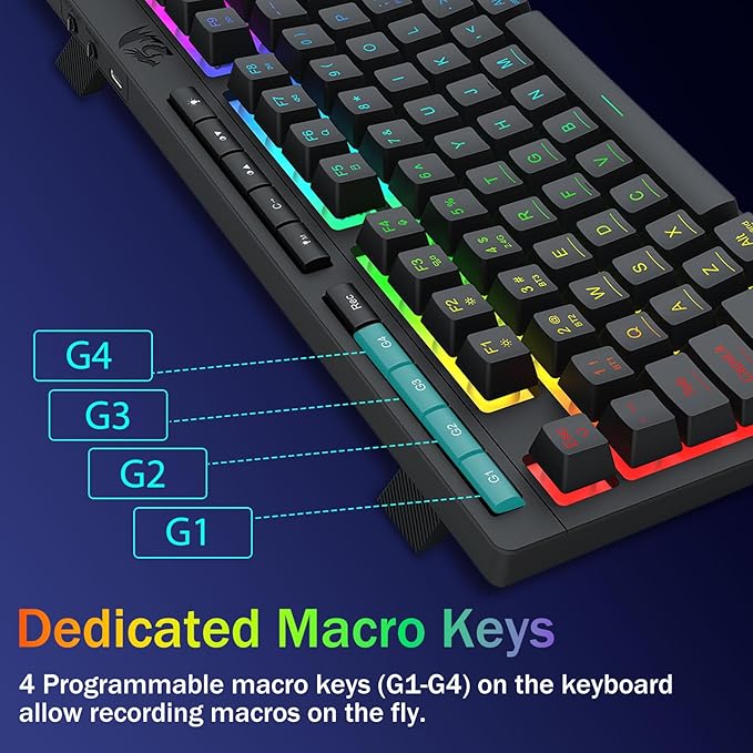 Redragon Wireless Gaming Keyboard, RGB Backlit, Portable 75% Design, Black | Bluetooth/2.4GHz/USB-C Wired, Mini Quiet Macro Membrane Keyboard, Rechargeable 4000mAh Battery, Anti-Ghosting for Win/MAC - Image 4