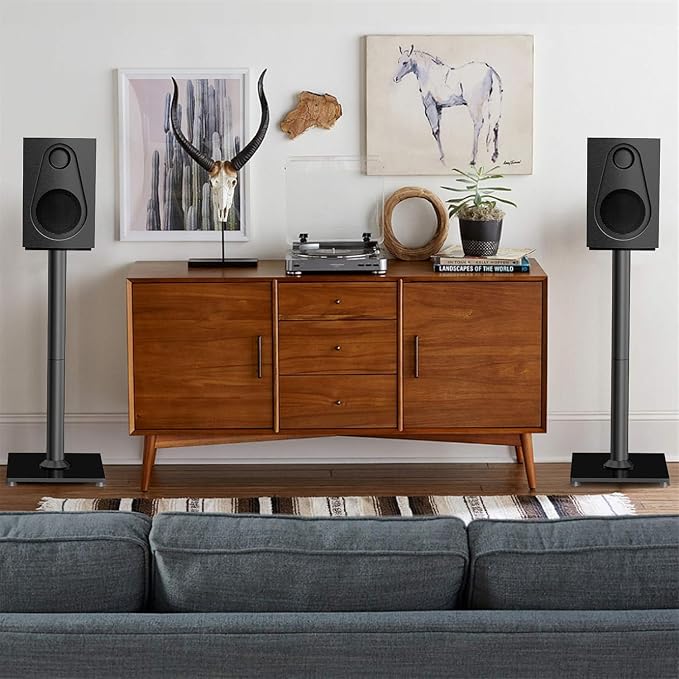 PERLESMITH Universal Floor Speaker Stands for Surround Sound up to 22LB, 27.56 Inch Bookshelf Speaker Stand for Klipsch, Polk, Yamaha & Other Large Satellite, Bookshelf Speakers, Studio Monitors,2P - Image 2