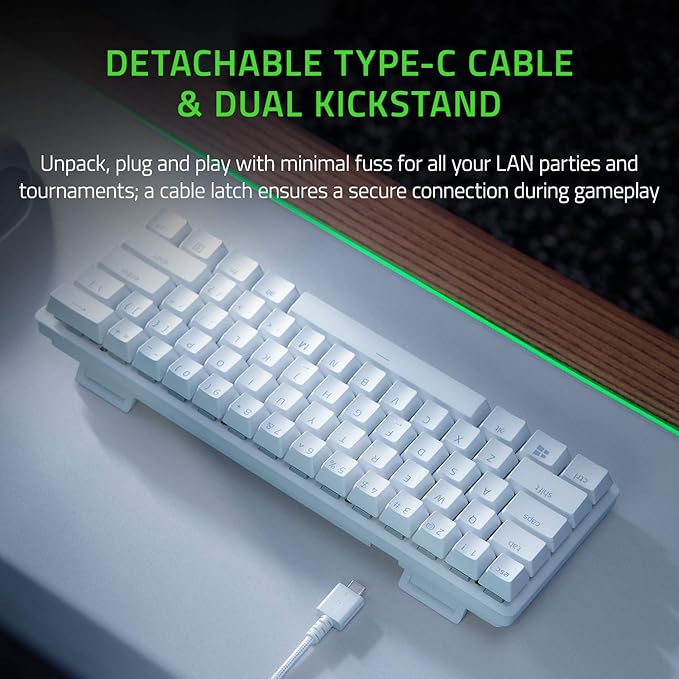 Razer Huntsman Mini 60% Gaming Keyboard, Linear Optical Switches, White | Aluminum Top Frame, Chroma RGB Lighting, PBT Keycaps, Onboard Memory, Snap Tap - Image 4