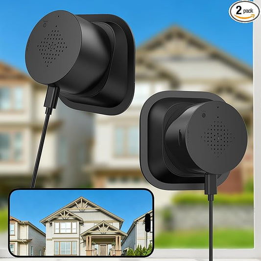 Septekon 2 Pack 2K Window Security Camera with No-Drill 18° Tilt Angle Mount, Dual-Band 2.4GHz & 5GHz WiFi, Indoor Camera for Outdoor Monitoring, Color Night Vision, AI Human Detection, Black by Septekon