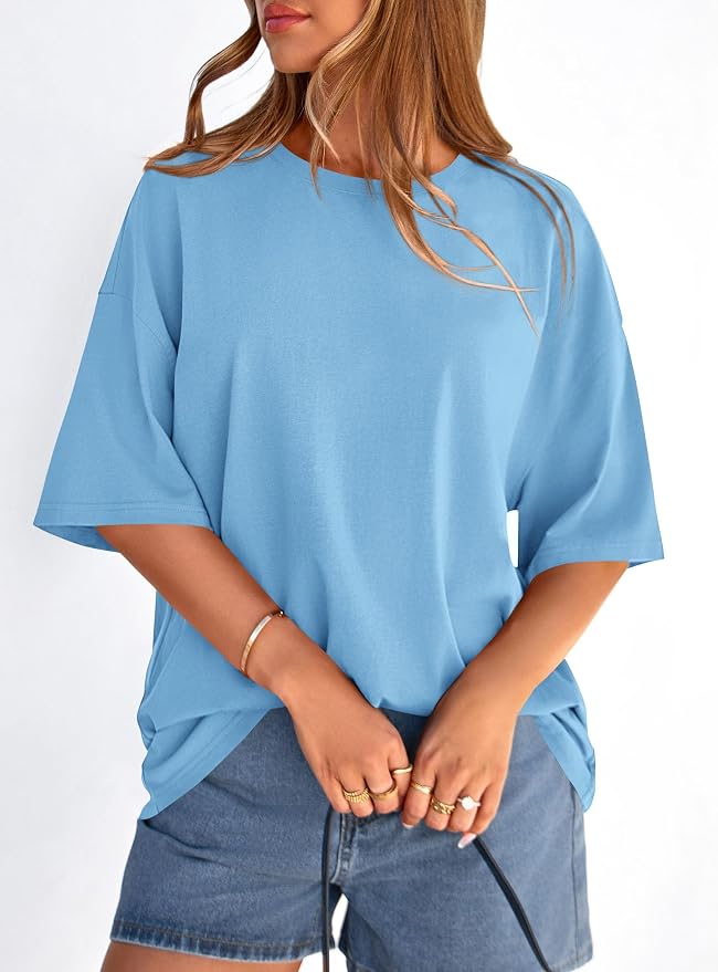 PRETTYGARDEN Womens 2026 Spring Going Out Tops Casual Short Sleeve Crewneck Loose Fit Basic Oversized T Shirts Summer Outfits - Image 5