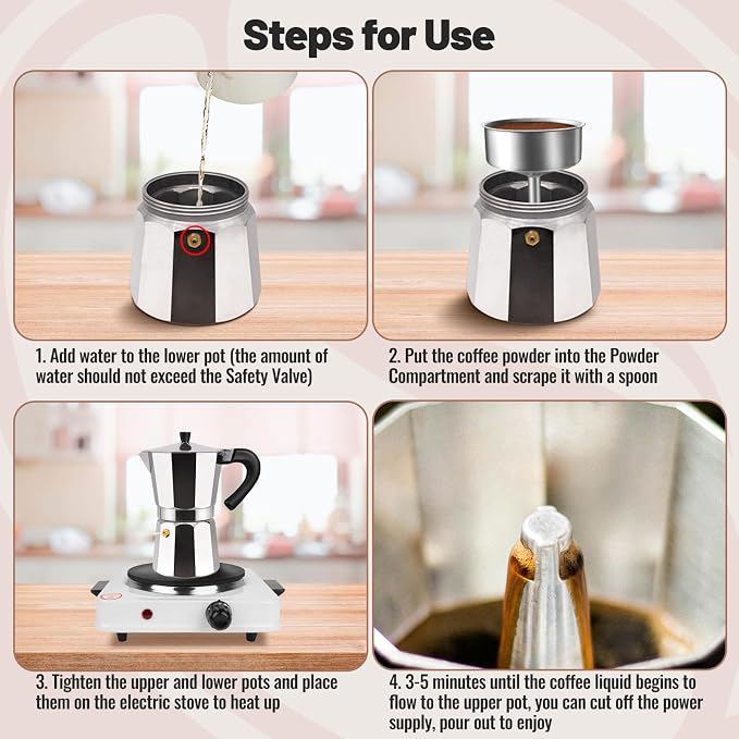 12 Cup Aluminum Moka Pot Classic Stovetop Espresso Coffee Maker 600ml 20oz Coffeemaker Percolator Mocha Pot Greca Coffee Maker Cafe Makers for Italian and Cuban Café Brewing Silver - Image 8