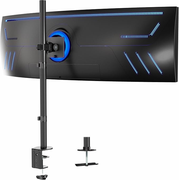 VIVO Single Ultra-Wide Monitor Desk Mount for up to 49 inch Ultrawide Screens, Extra Tall Heavy Duty Adjustable Stand Holds 44 lbs, Black, STAND-V100R by Unknown