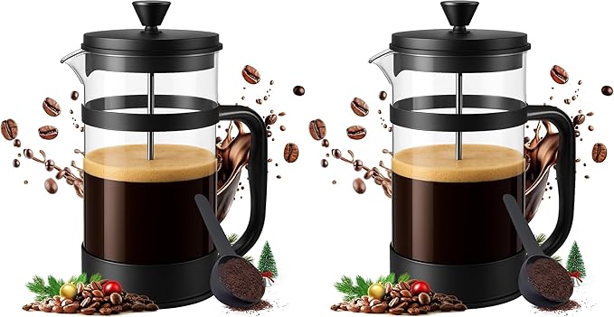 Utopia Kitchen Borosilicate Glass French Press Coffee Maker 34 oz, Heat-Resistant Cafetiere & Tea Maker, Thickened Glass Coffee Press for Travel and Camping, Black (Pack of 2) by UTOPIAKITCHEN