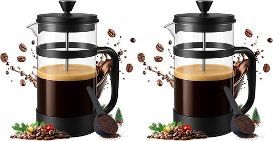 Utopia Kitchen Borosilicate Glass French Press Coffee Maker 34 oz, Heat-Resistant Cafetiere & Tea Maker, Thickened Glass Coffee Press for Travel and Camping, Black (Pack of 2) by UTOPIAKITCHEN
