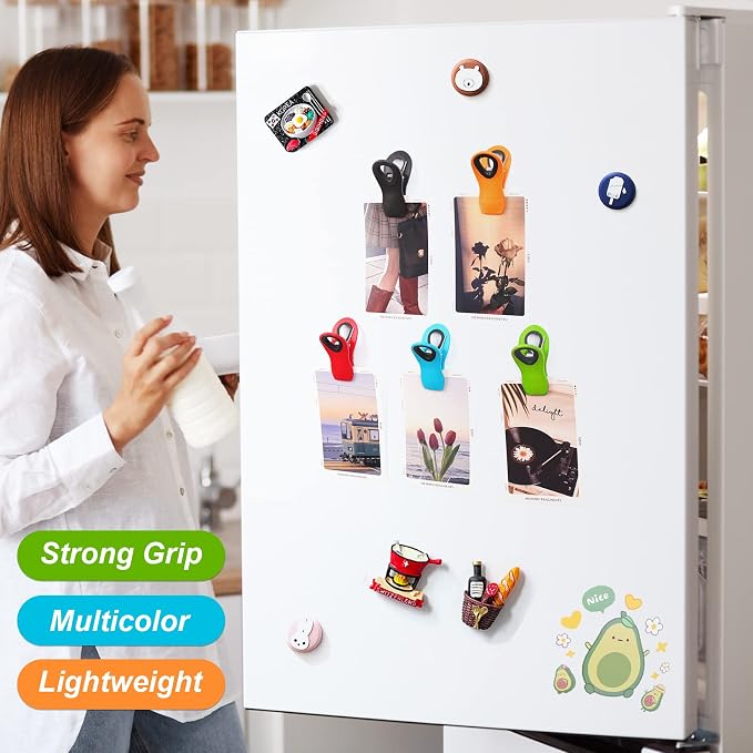 JETMORE 12 Pack Chip Clips Bag Clips, Magnetic Bag Clip for Food Storage | Heavy duty, plastic food clip for chips, snack, kitchen, refrigerator, garden, sewing, fabric, clothes pins - Image 2