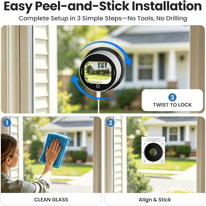 SOLIOM 5MP Window Camera with LCD Touchscreen,Indoor Camera for Home Security Outdoor,24/7 Recording,Anti-Glare Color Night Vision,AI Motion Detection, No-Drill Install for Apartments & Rentals - Image 7