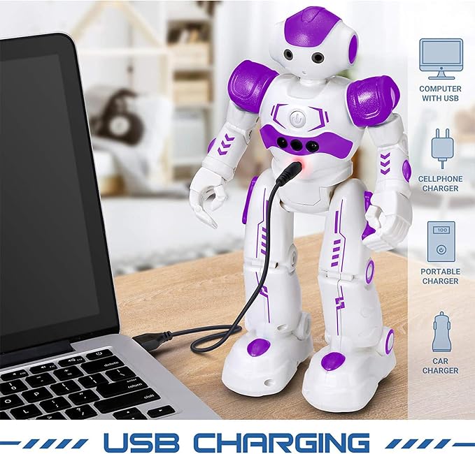 KingsDragon RC Robot Toys for Kids, Gesture & Sensing Programmable Remote Control Smart Robot for Age 3 4 5 6 7 8 Year Old Boys Girls Birthday Gift Present,Purple - Image 4