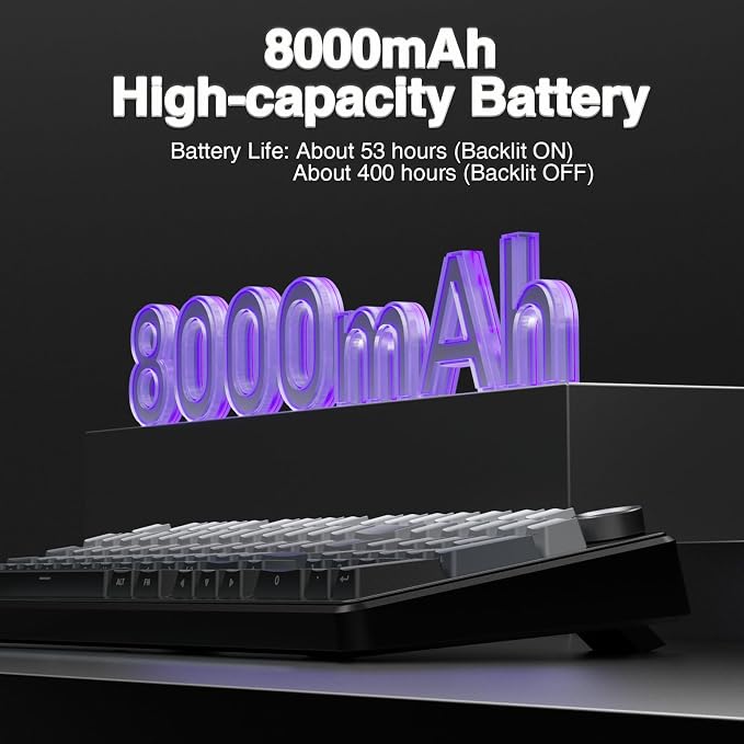 AULA F99 Pro Wireless Mechanical Keyboard with Knob,Gasket Structure,Tri-Mode BT5.0/USB-C/2.4GHz Hot Swappable Keyboard,Creamy Sound,RGB Backlit PBT Keycaps Computer Gaming Keyboards - Image 9