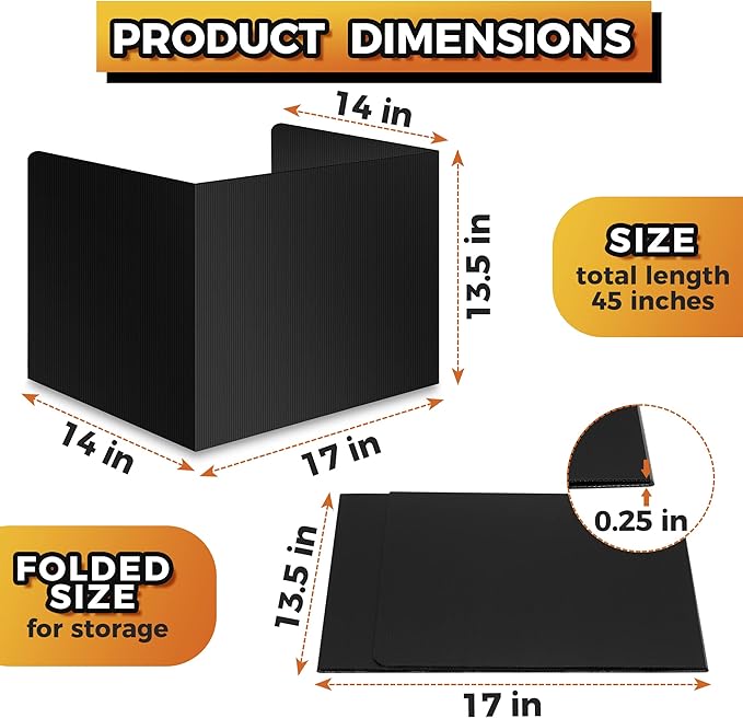 4-Pack Desk Dividers for Students - Durable & Waterproof Plastic Study Carrel Divider, Classroom Folders Teacher Supplies, Easy-to-Clean Plastic Privacy Shield Folder Boards for Student Desks, Black - Image 4