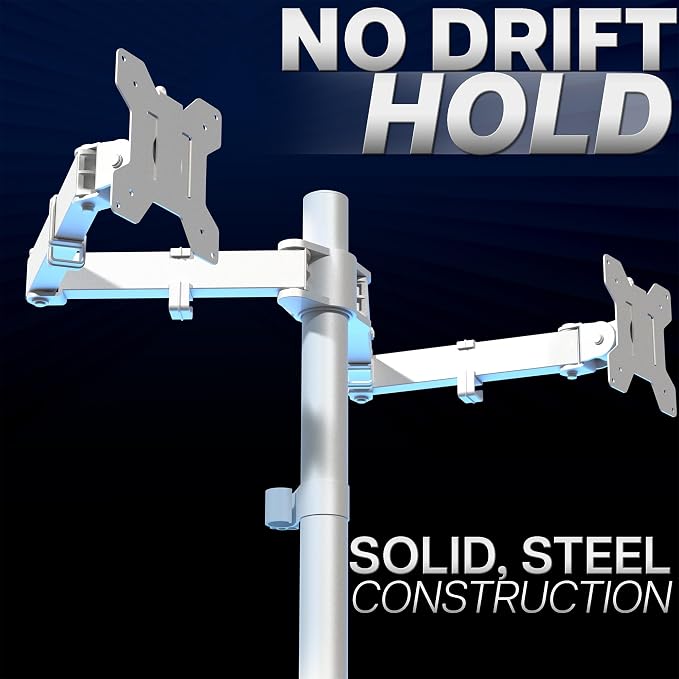 VIVO Dual Monitor Desk Mount, Heavy Duty Fully Adjustable Stand, Fits 2 LCD LED Screens up to 32 inches, White, STAND-V032W - Image 8