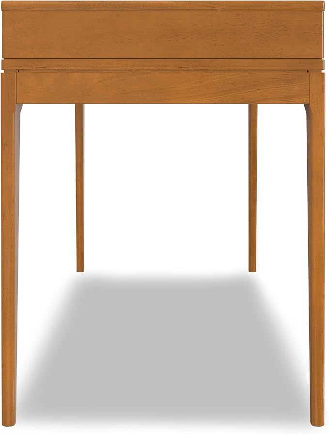 SIMPLIHOME Harper Small Desk - 48 inch Wide Solid Hardwood Writing Desk in Honey Brown, Mid-Century Modern Home Office Table for Study or Work with 2 Drawers and Flip-Down Keyboard Tray - Image 11