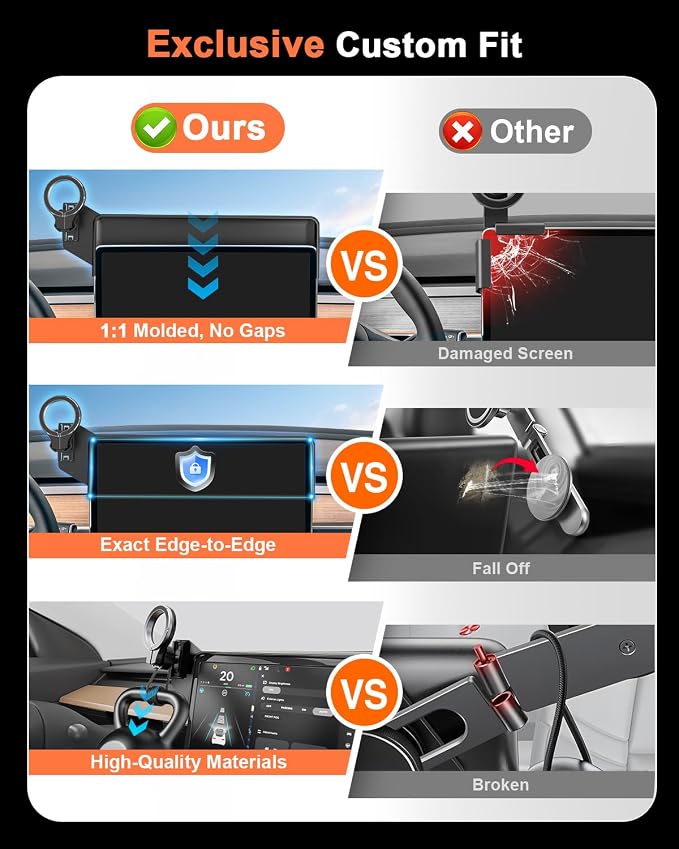 Magnetic Car Mount for Tesla Model Y 2020 2021 2022 2023 2024 & Model 3 2017 2018 2019 2020-2023: 360° Adjustable Car Touch Screen Phone Holder Made for Model 3/Y, for Magsafe iPhone Accessories - Image 4