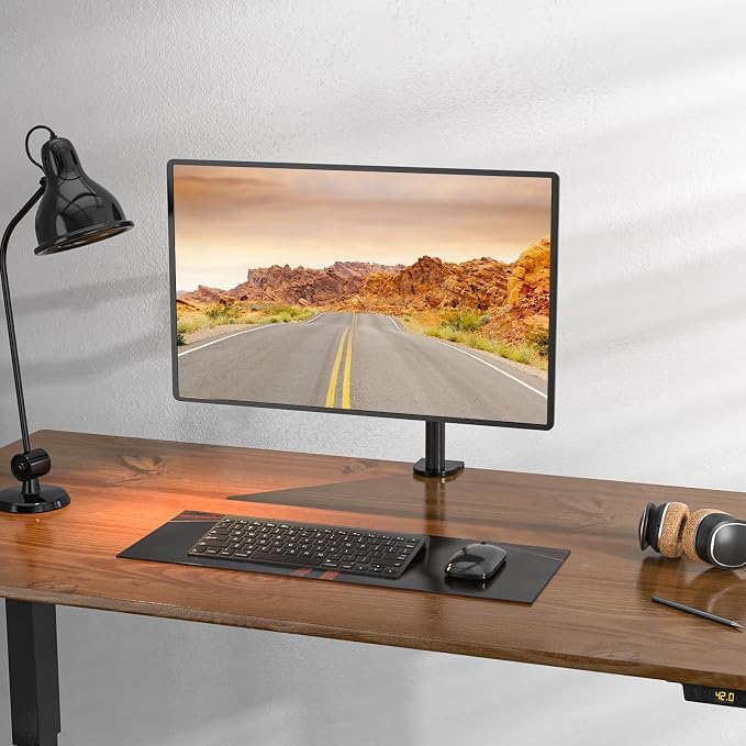 WALI Single Monitor Mount, Single Monitor Arm Desk Mount, Up to 32 inch Ultrawide, Regular Screens up to 27 inches, 22lbs, Adjustable Mount with C-CLAMP for Home Office Application(M001), Black - Image 10