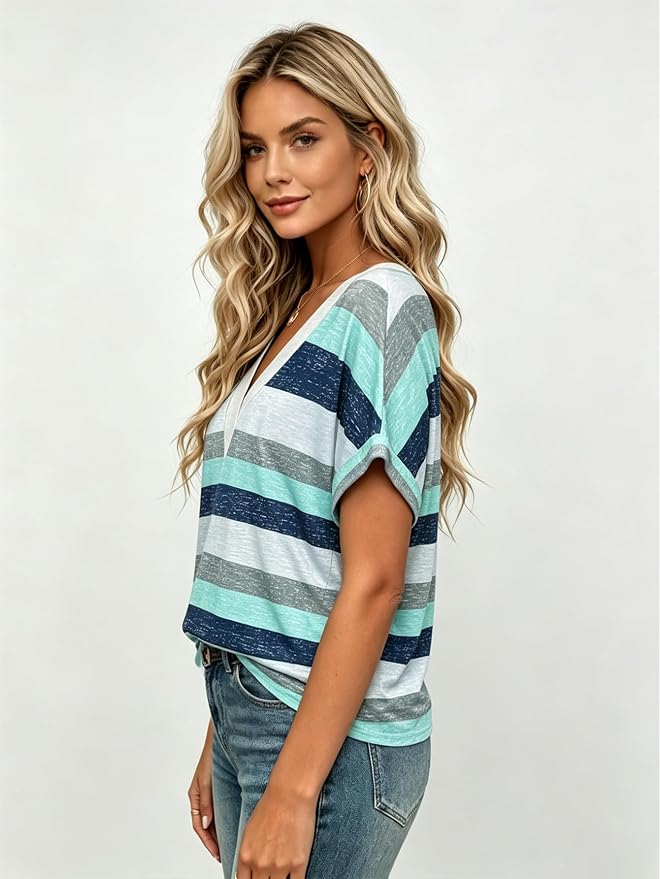 T Shirts Short Sleeve V Neck Tees Womens Tops Beach Vacation Fashion Clothes 2026 Casual Summer Spring Fall Outfits - Image 3