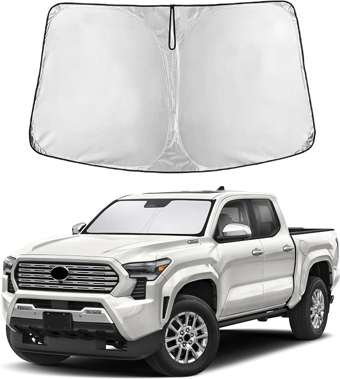 EcoNour Windshield Sunshade Compatible for Toyota Tacoma 2024 2025 2026, Sun Visor for Front Windshield & Window Sun Shade Cover, UV Heat Blocker & Protector, Car Accessories by EcoNour
