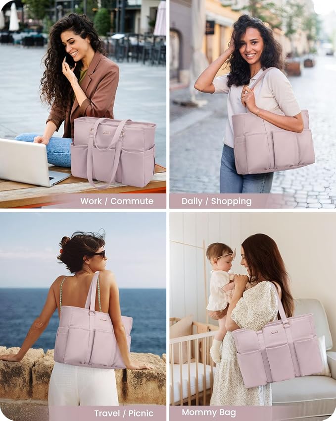 LOVEVOOK 17 Inch Laptop Tote Bag for Women Work, Teacher Tote Nurse Bag, Professional Utility Computer Bag For Work/Travel/College/Daily, Large Purse Handbag With Multi Pockets & Top Zipper - Image 7