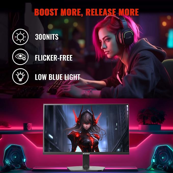 SANSUI 24 Inch Gaming Monitor 200Hz 1Ms FreeSync HDR 110% sRGB FHD 1080P Computer Monitor HDMI DP Ports Eye Care Frameless VESA Mount Cable Management (ES-G24F4L HDMI Cable Included) - Image 6