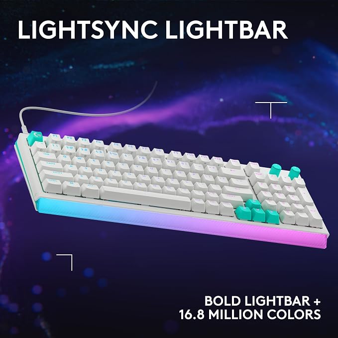 Logitech G512 X 98 TMR + Tactile Switch Mechanical Gaming Keyboard - White | Hot-Swappable 9x TMR Rapid Trigger + Tactile Mechanical Switches, Gasket, PBT Keycaps, <8K, LIGHTSYNC RGB, for PC & Mac - Image 8