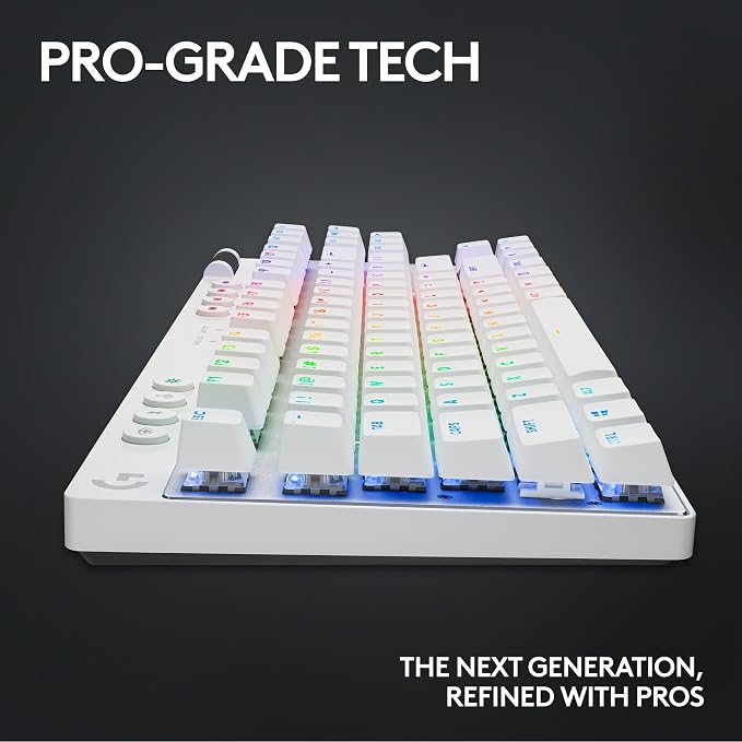 Logitech G PRO X TKL Lightspeed Wireless Gaming Keyboard (Tactile) - White | Lightspeed wireless, Ultra-Portable Tenkeyless Design, LIGHTSYNC RGB, PBT keycaps, Tactile Switches - Image 8