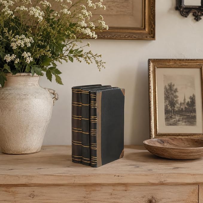 Decorative Books Coffee Table Books Decor - Resin Retro Classical Fake Decorative Books Set of 3 for Living Room, Office, Mantle Shelves Decor 4.2 * 2.7 * 6.2 Inch Guichifun - Image 5