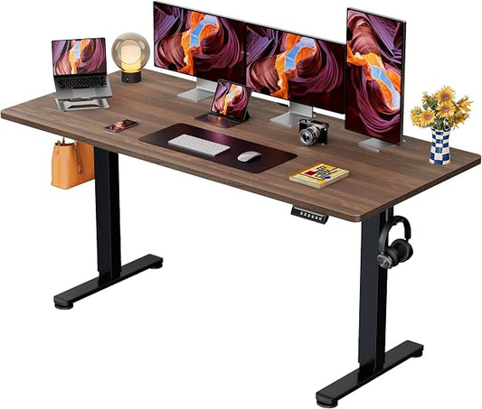 ErGear Height Adjustable Electric Standing Desk, 71 x 30 Inches Sit Stand up Desk, Memory Computer Home Office Desk, Dark Walnut by ErGear