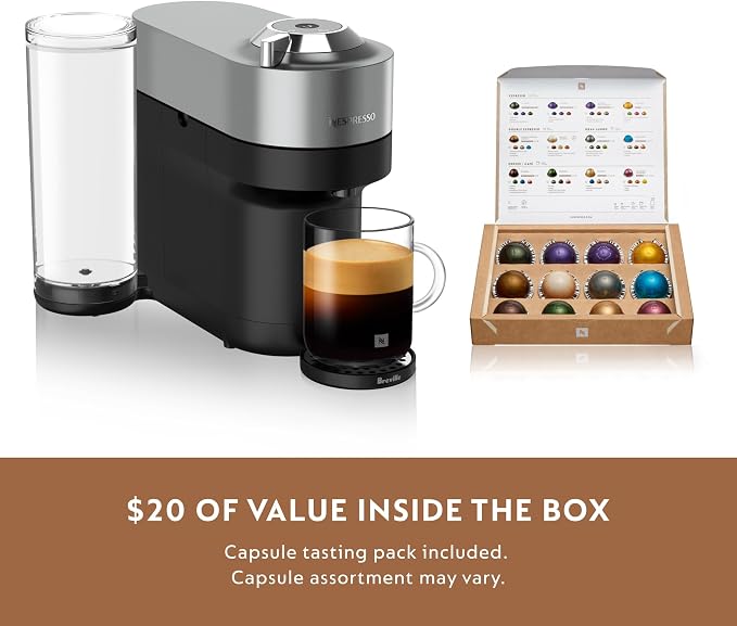 Nespresso Vertuo Pop+ Deluxe Coffee and Espresso Maker by Breville with Milk Frother, Titan - Image 10