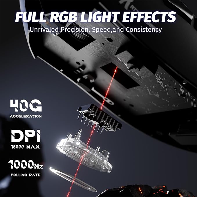 ATTACK SHARK X68 HE 60% Wired RT 8K Keyboard and Wireless R1 Mouse-Black | Adjustable Actuation,Hall Effect Mechanical Magnetic Switch,Coiled Cable,USB C/2.4Ghz/BT Ultralight 18K DPI Mice for PC Gamer - Image 7