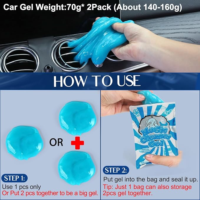 Fitosy Car Interior Duster Detail Brush Cleaning Gel Kit, Dust Remover | Slime Putty Cleaner Soft Detailing Brushes Car Accessories Essentials Supplies Tools for Men Women, Auto Truck SUV RV - Image 6