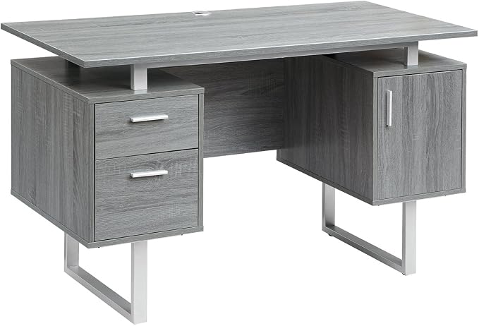Techni Mobili Modern Office Desk with Storage, Gray - Image 8