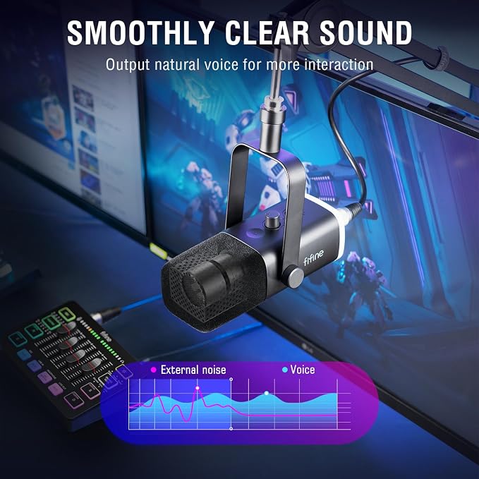 FIFINE Gaming Equipment Bundle, Dynamic XLR/USB Gaming Microphone Set with Streaming Audio Mixer for Podcast Recording Video Vocal, RGB Gamer Set with Volume Fader/XLR Interface for PC-AmpliGame KS5 - Image 3