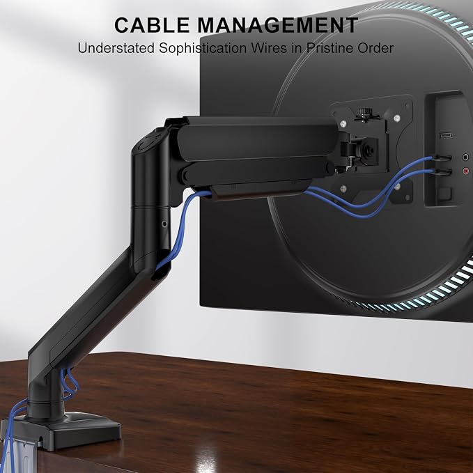 WALI Single Monitor Mount for 13-34 inch Screens, Adjustable Single Monitors Arm, Regular Screen up to 32 inch, 26.4lbs, Computer Monitor Stand for Desk, VESA 75/100mm (GSMP001N), Black - Image 7