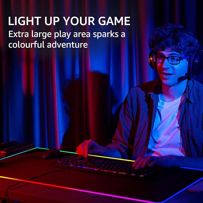 KTRIO RGB Large Gaming Mouse Pad, 35.4 x 15.7 in, RGB Black, XXXL | Smooth Micro-Weave Surface, RGB Lighting Design, Non-Slip Rubber Base, Durable Stitched Edges, Office & Home Use - Image 6