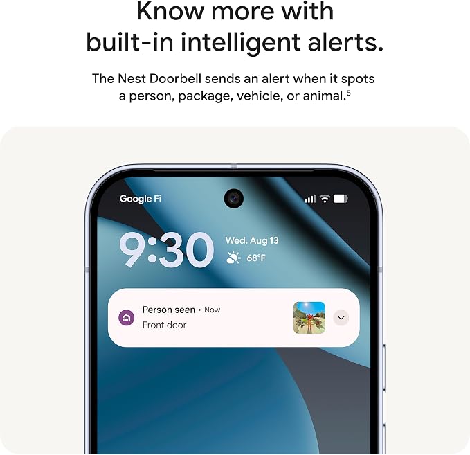 Google Nest Doorbell (Wired, 3rd Gen) - 2K Video, Live View - 2025 - Linen | Video doorbell, 2K HDR, intelligent alerts, color night vision, 2-way audio, works with Google Home & Gemini - Image 7