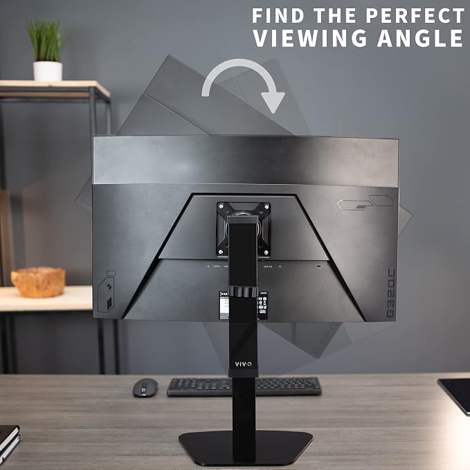 VIVO Mechanical Free Standing Single Monitor Mount Desk Stand, Tall Height Adjustable Arm for Screens up to 32 inches, Black, STAND-V001V - Image 9
