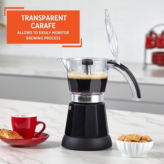Imusa 6 or 3 Cup Electric Espresso Maker Black Coffee Machine for Cuban Coffee, Moka and Espresso Drinks (Pack of 2) - Image 4