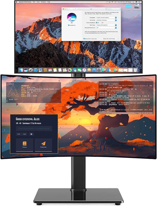 Dual Monitor Stand VESA Mount for 13-38 Inch Screens up to 44lbs | Free-Standing Monitor Riser with Swivel, Tilt, Rotation & Height Adjustable, Compatible with VESA 75x75-100x100mm by TAVRFurniture